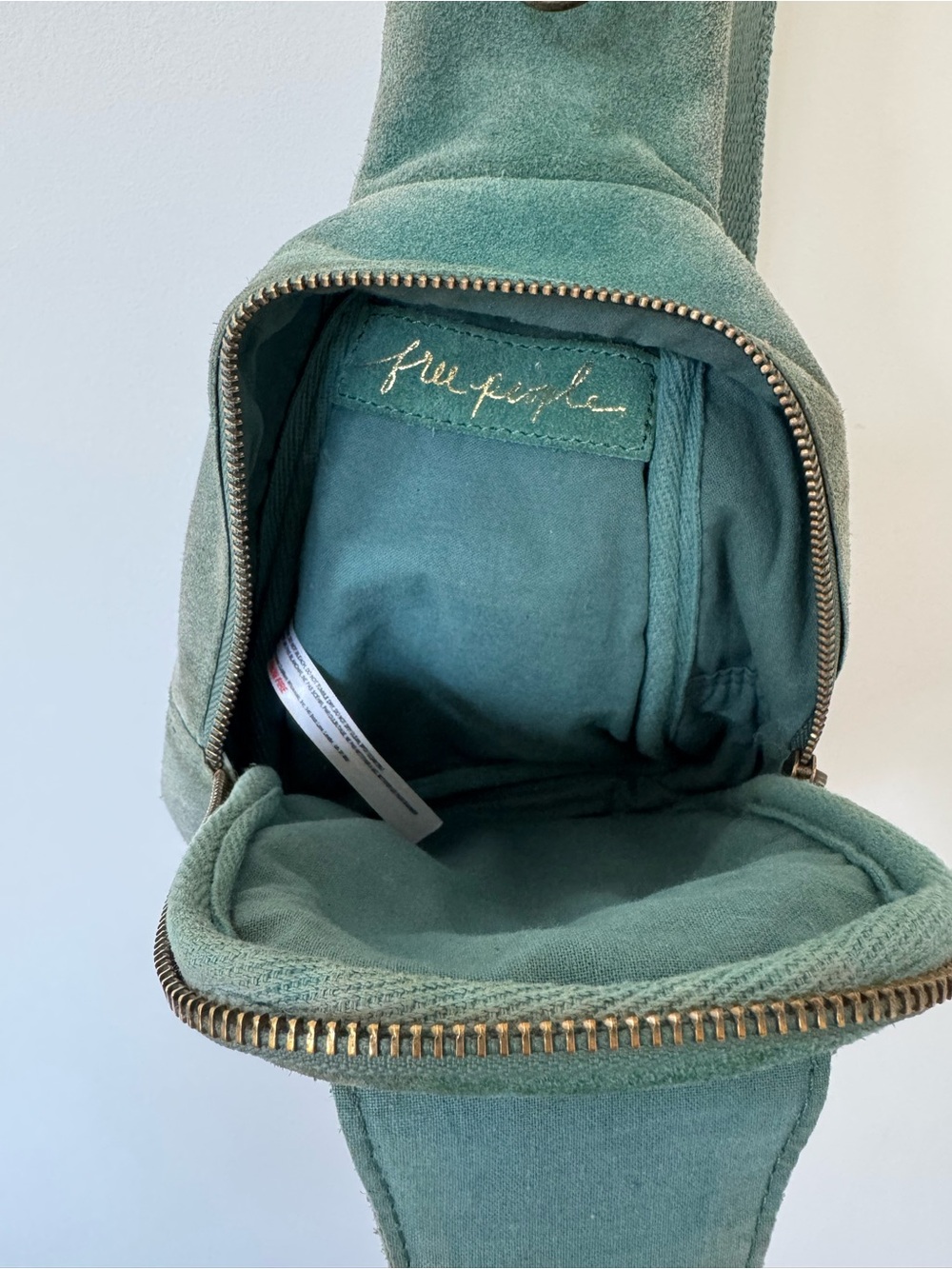 Free People Hudson Suede Sling Bag Teal Leather Crossbody Boho - Picture 7 of 12